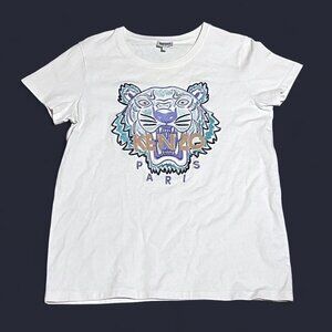Kenzo embroidered blue tiger tee